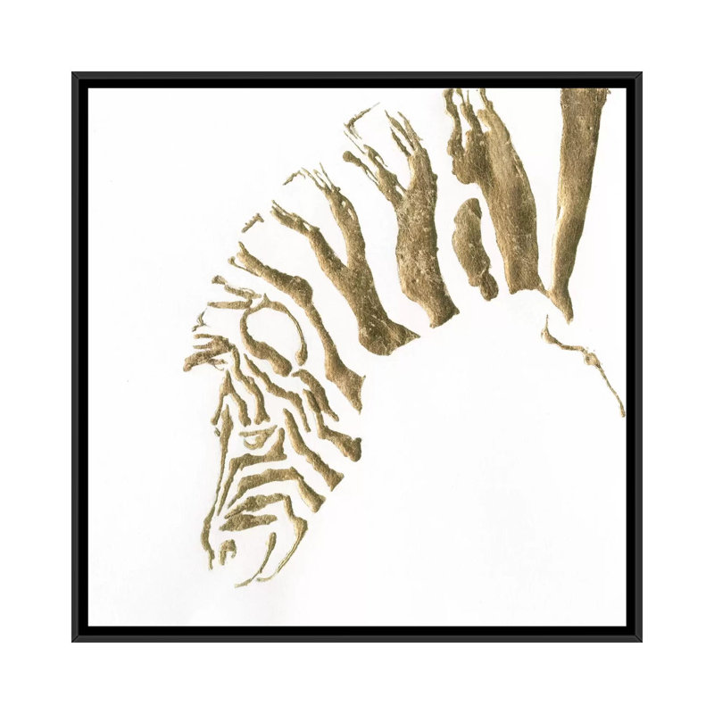 « gilded zèbre », impression sur toile, H 18 po x l 18 po x P 1,5 po, Toile avec cadre noir, Pas de tapis