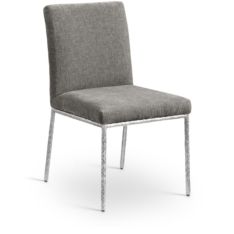 Chaise d'appoint en chenille Reeves, Tissu gris chenille, Argent brossé