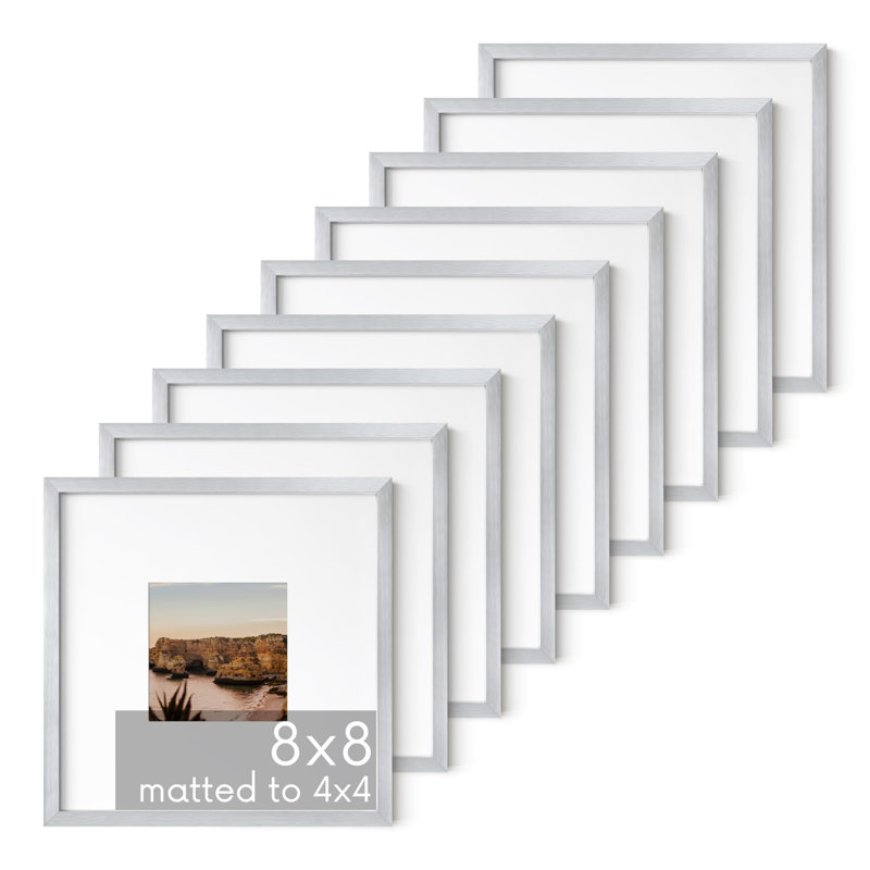 Cadre photo en bois, Argent argent, Métal métal, L 8 po x H 8 po