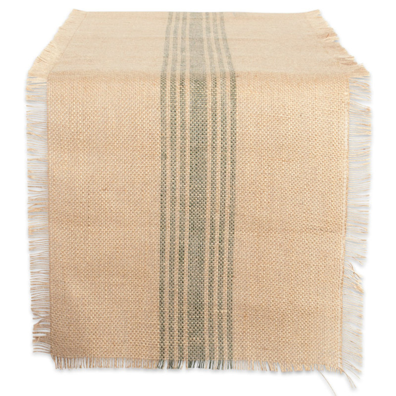 Avnee Striped Table Runner, Artichoke Green Center Stripe