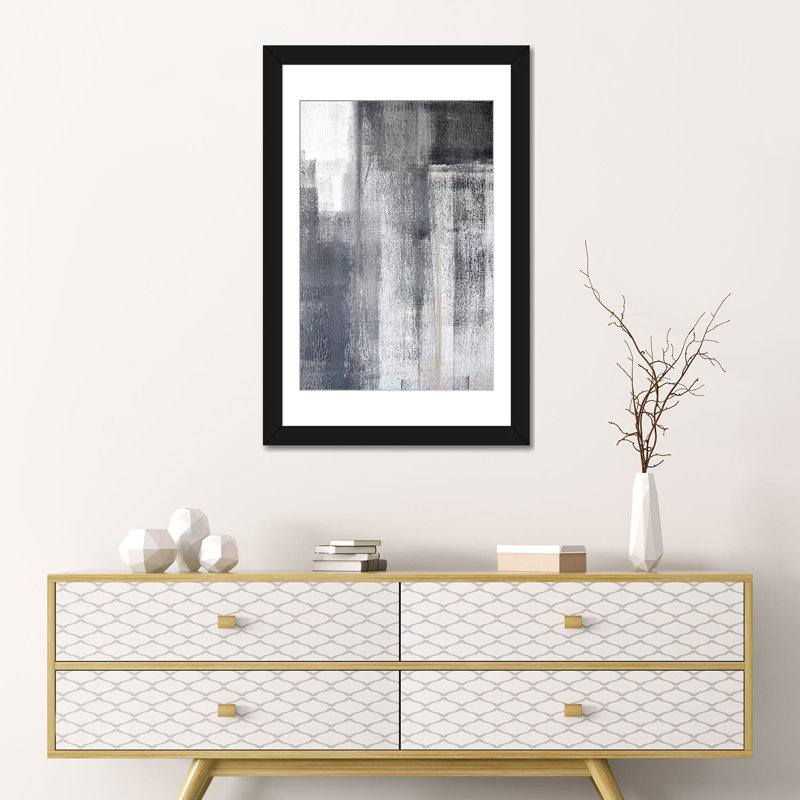 « downpour », reproduction sur toile, H 24 po x l 16 po x P 1 po, Papier d'art encadré noir, Blanc