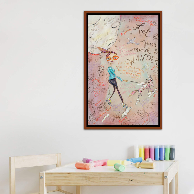 «Let Your Mind Wander» par Heather Renaux - impression d'art graphique, H 40 po x l 26 po x P 1,5 po, Toile avec cadre brun