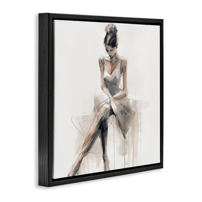 Portrait de femme assise sur toile flottante encadrée par Irena Orlov