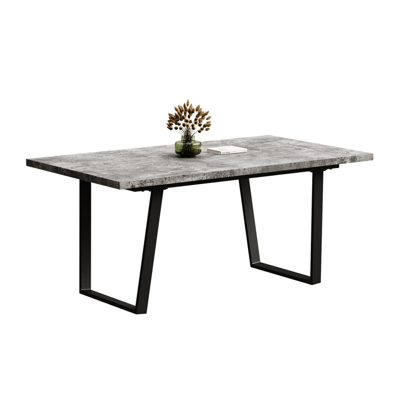 Table de salle à manger rectangulaire 6, design élégant, gris, poids de 89,32 lb