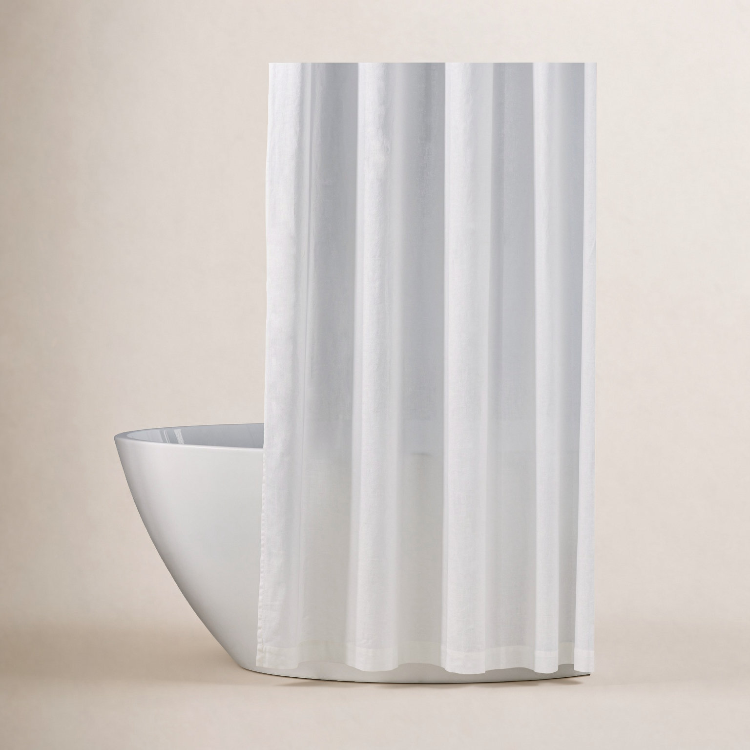 Jeffen Linen Blend Shower Curtain, White