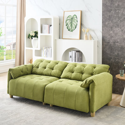 Double pour le salon en rétro français - tissu de flanelle crémeux, rembourrage à haute éponge, moelleux et doux, rebond rapide, assise large, facile à assembler, bois massif, mélange, noir, économie d'espace 2, 500 lb