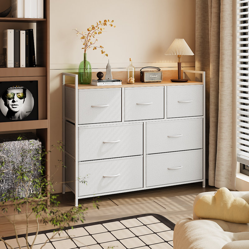 7-Drawer Metal Frame with Fabric Drawers