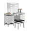 Ensemble de meuble-lavabo 1 pièce Miroir pliable en trois parties 14 pièces Ampoules en verre noir