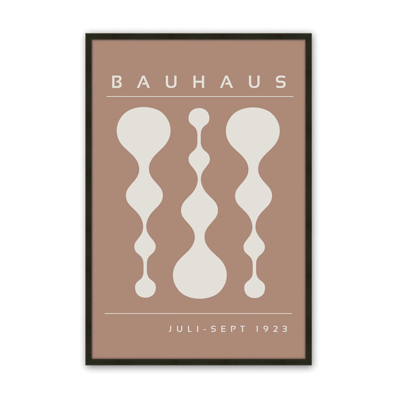 Affiche brune rétro Bauhaus II, H 37 po x l 25 po x P 1,25 po, Reproduction encadrée sans passe-partout