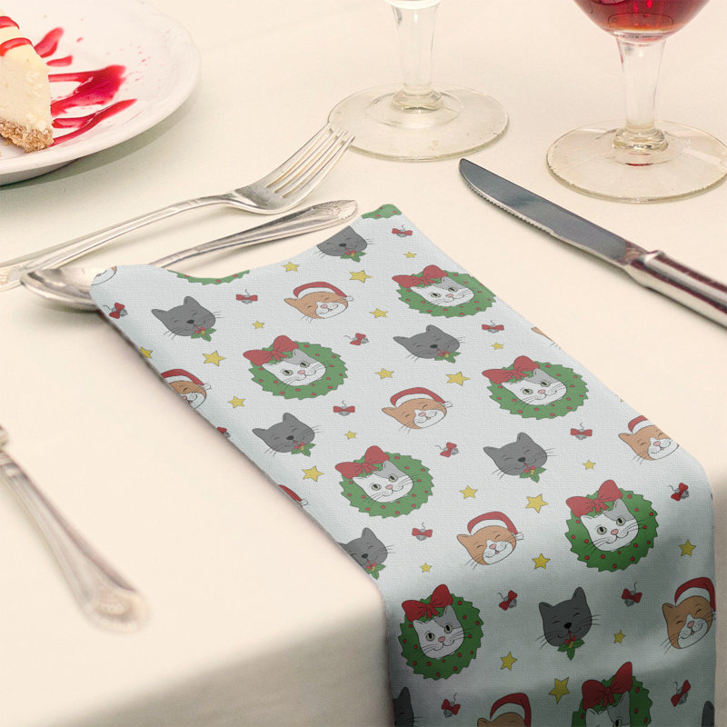 No Pattern Square Napkin, 22" x 22", White/Red/Green, Cotton