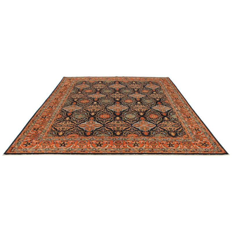 Tapis traditionnel bleu marine et rouille 9 x 12