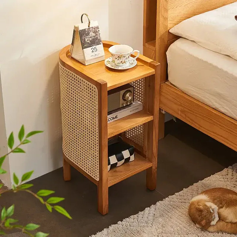 30cm W Solid Wood Bedside Table, Natural