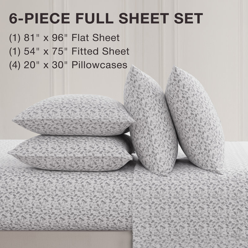 BCBG Microfiber Sheet Sets with Extra Pillowcases, Full, Quinsley-Alloy Gray