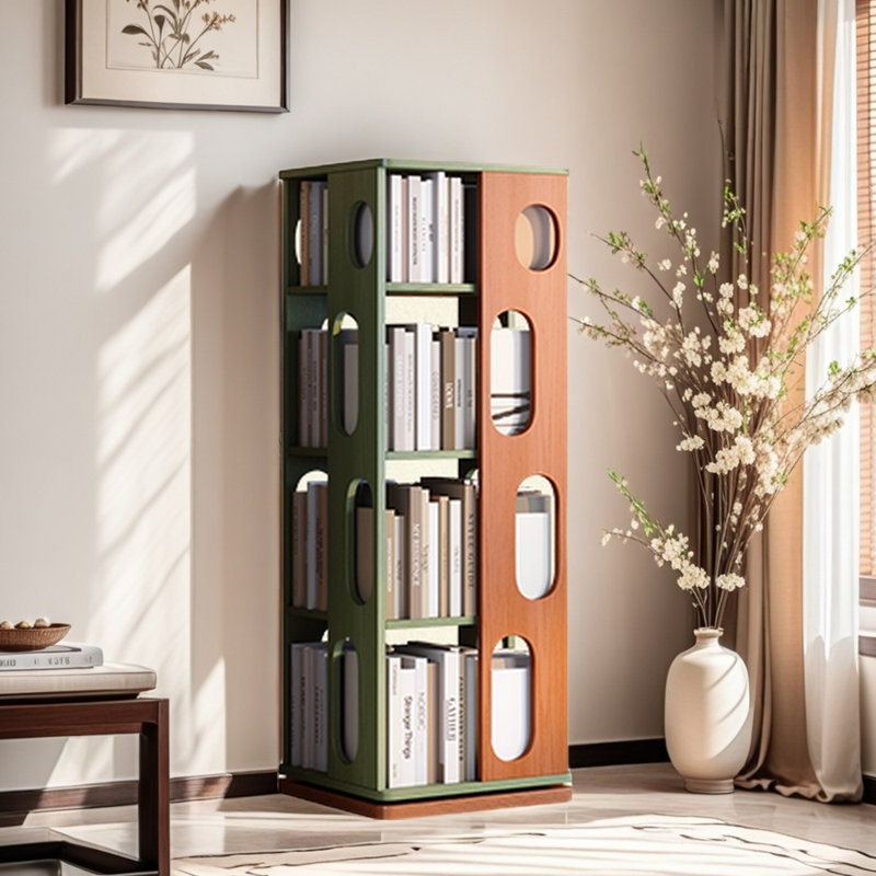 Bibliothèque tournante de style français, (4 tablettes) H 49,21 po x l 17,32 po x P 17,32 po