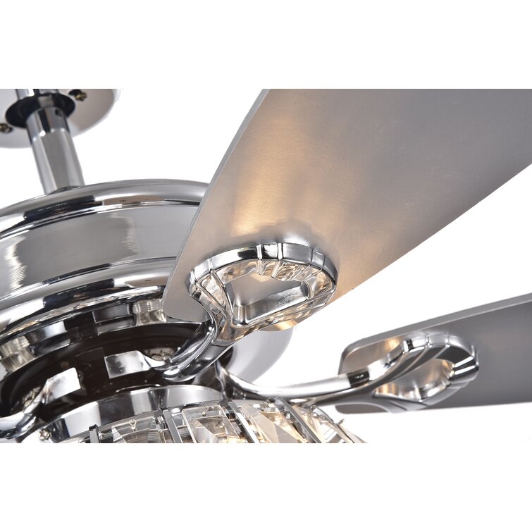 Etta Avenue 48 Oswaldo 5 - Blade Crystal Ceiling Fan with Remote Control and Light Kit Included, 15H X 48W X 48D