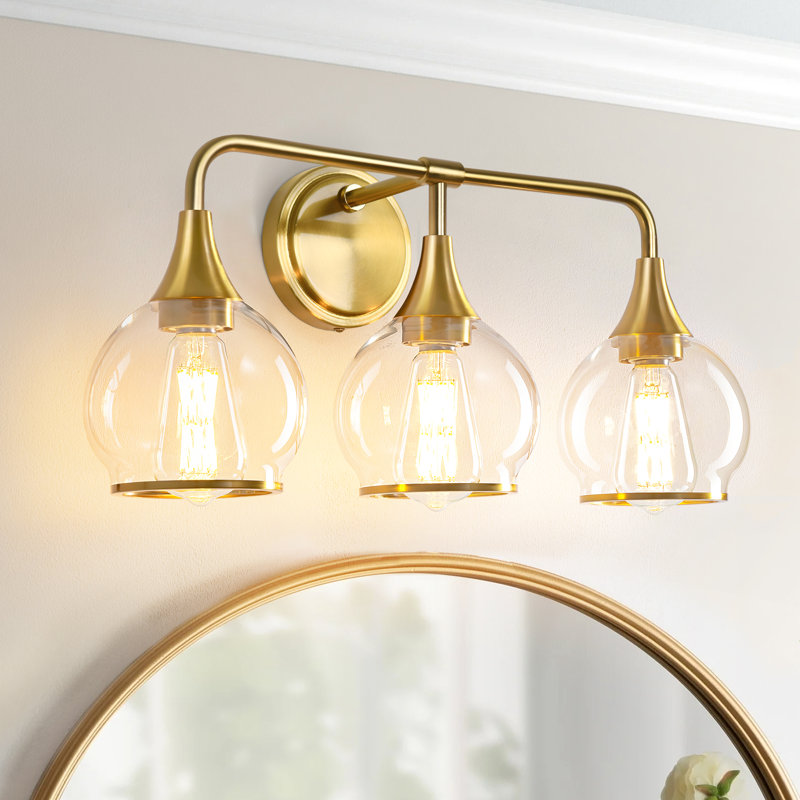 Éclairage de salle de bain à intensité variable 3 lumières Lupe, Doré