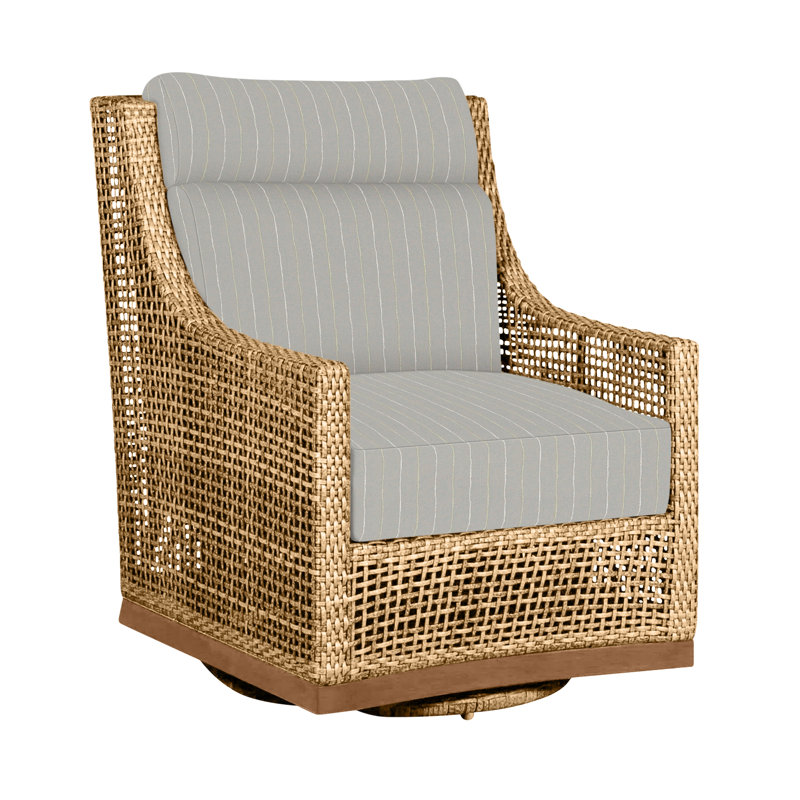 Outdoor Peninsula Gliding Wicker/Rattan Chair with Cushions, Light Raffia/Natural Sandalwood, No welt + Standard fill