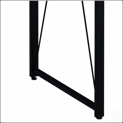 Rustic Industrial Writing Desk with Metal Sled Base, Antique Finish for Home Office and Small Spaces