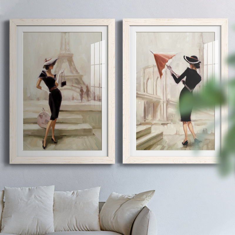 «Love, from Paris», ensemble de 2 peintures, H 44 po x l 31 po x P 1 po, Papier encadré blanc