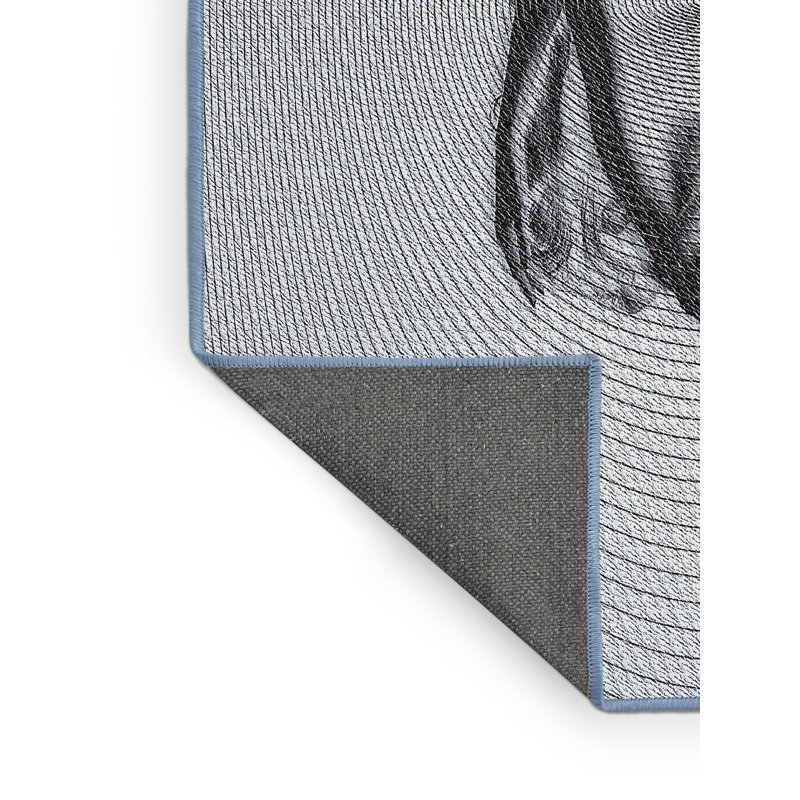 Tapis gris/zone noire à motifs, Rectangle 8 pi x 10 pi