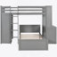 Lit mezzanine simple avec lit autoportant, tablettes, bureau et garde-robe gris (ANCIEN SKU: LT000820AAE)