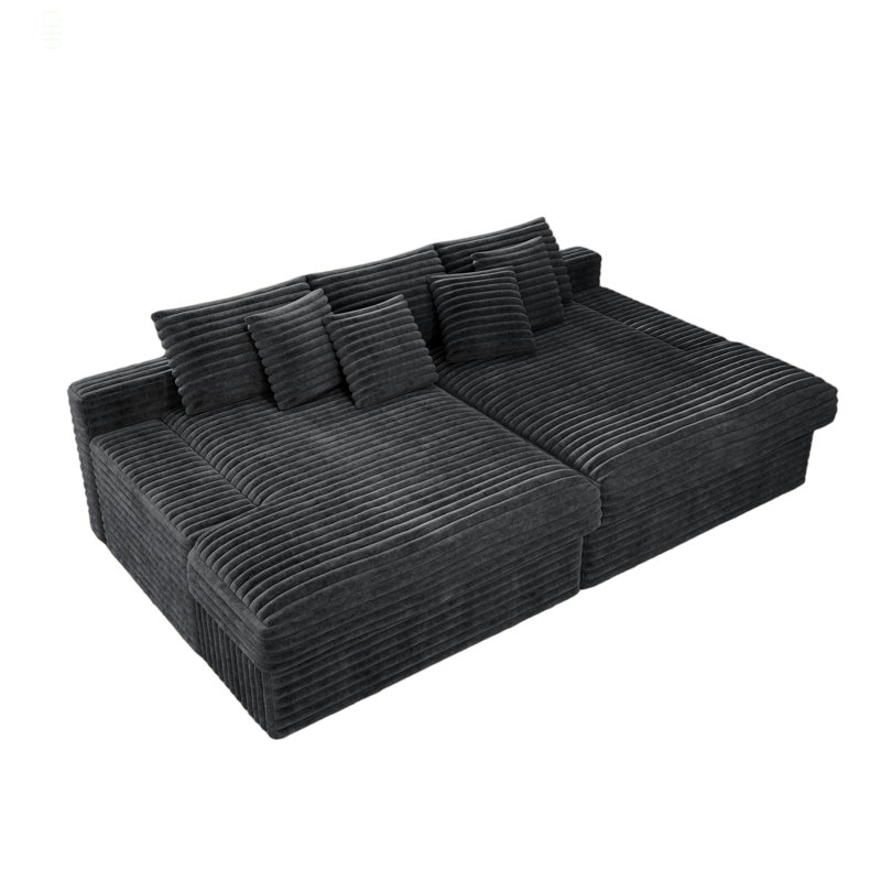 Siège de canapé modulaire 118,1 * 66,9 po, canapé rembourré compressé pour le salon, la chambre à coucher, l’appartement, aucun assemblage requis, combinaison libre de 2 pièces, tissu en velours côtelé moelleux