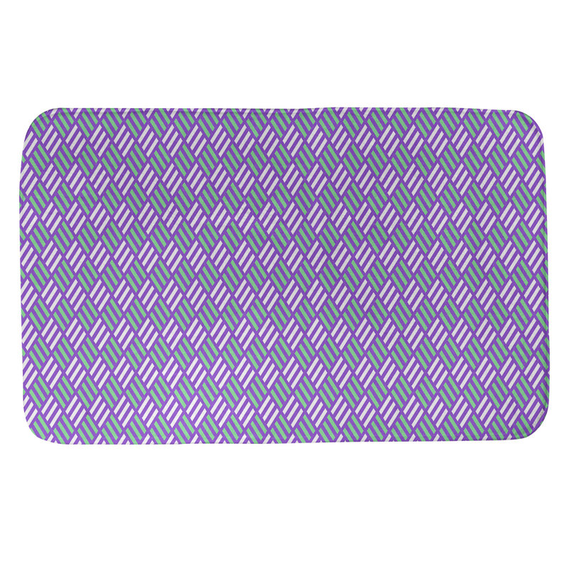 Tapis pour salle de bain diamants Kitterman, l 17 po x L 24 po, Mauve / Vert