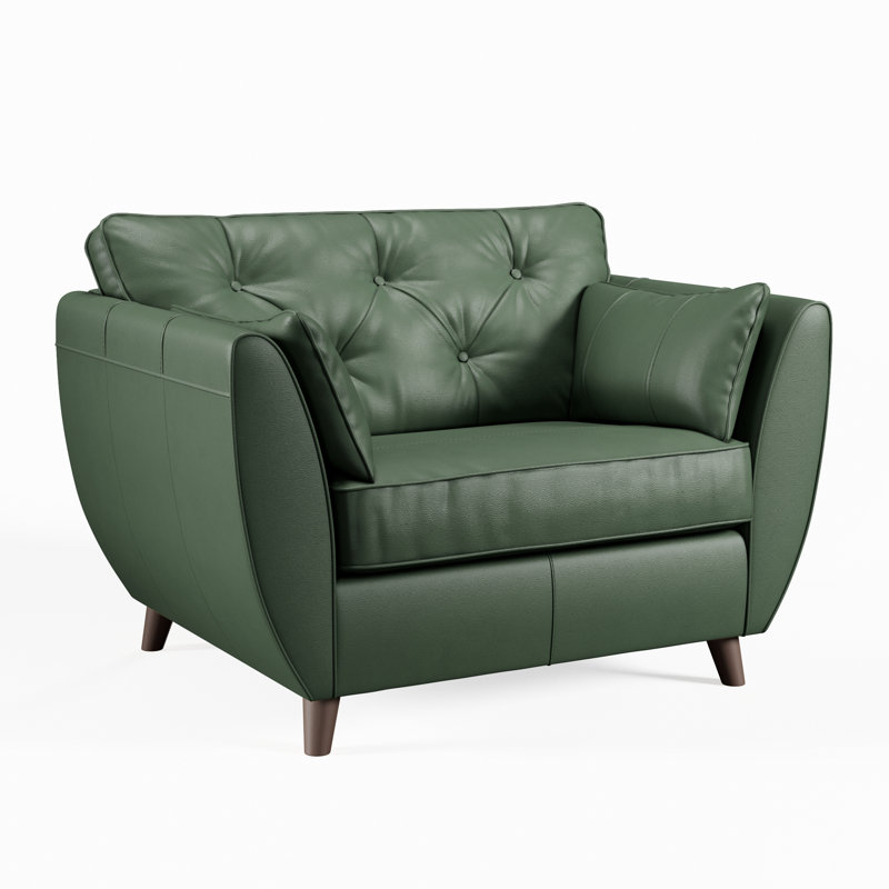 Marylin Leather Snuggle Chair, Hunter Green, Dark Wood