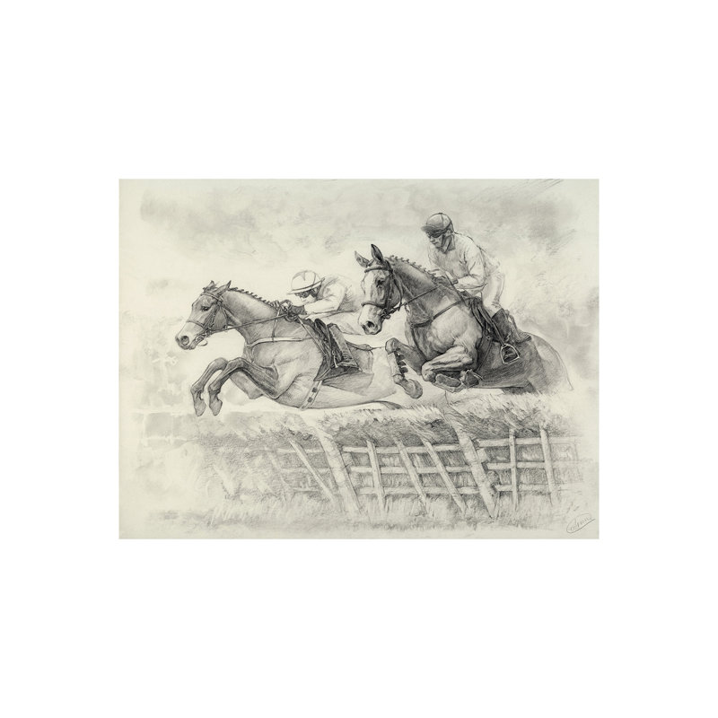 Horse Racing II a Hand Embelished Textured Canvas, 40" H x 30" W x 1.5" D