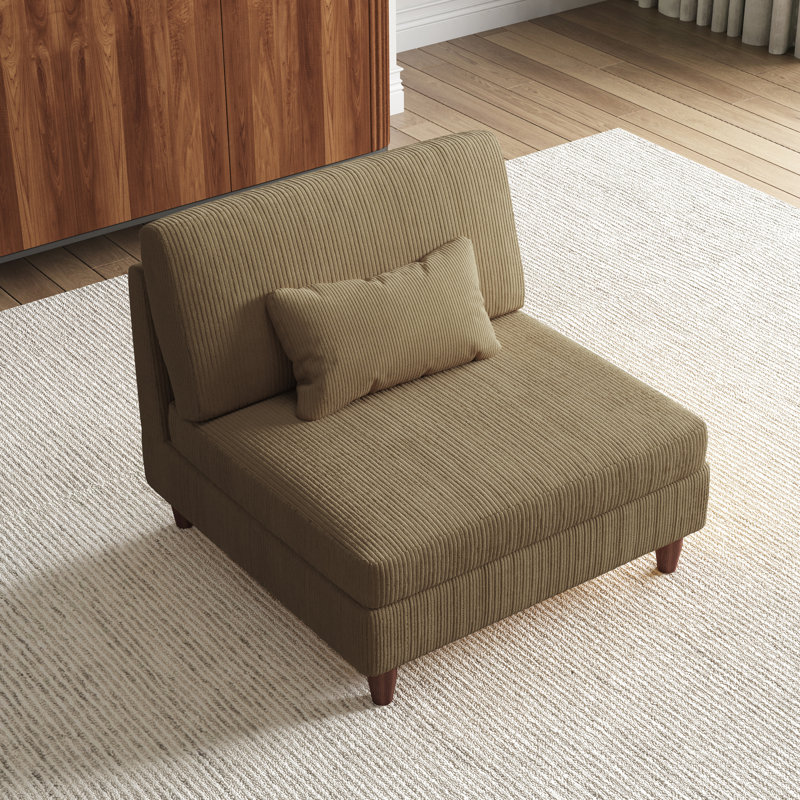 Mordecai 95Cm Wide Corner Wedge, Camel Corduroy