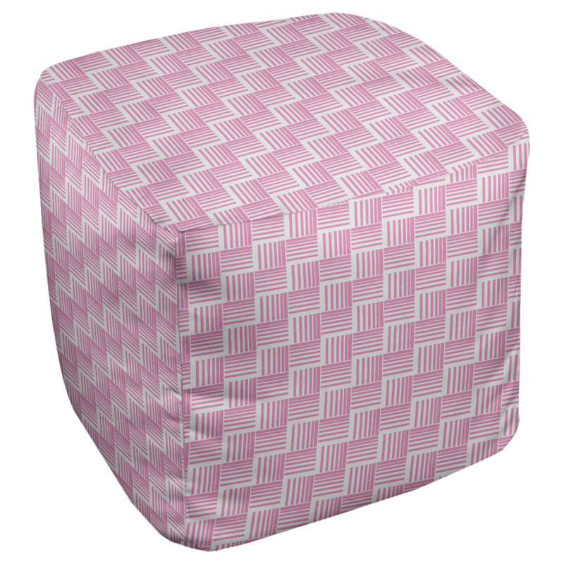 Repose-pieds cubique à rayures classic basketweave, Rose / gris