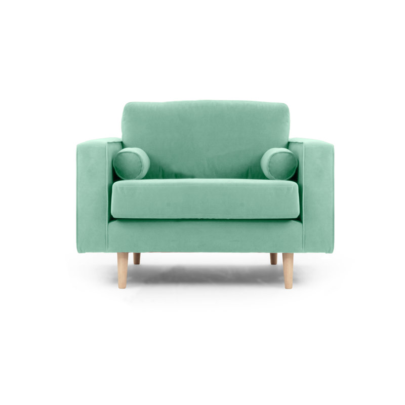 Boubacar 105cm Velvet Recessed Arm Accent Chairs, Lichen