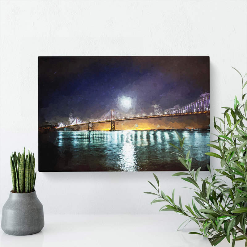 The San Francisco Oakland Bay Bridge in Abstract - Wrapped Canvas, 50cm H x 76cm W x 3cm D