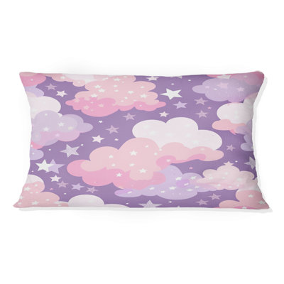 Coussin lombaire rose et mauve en coton Candy Dreams I