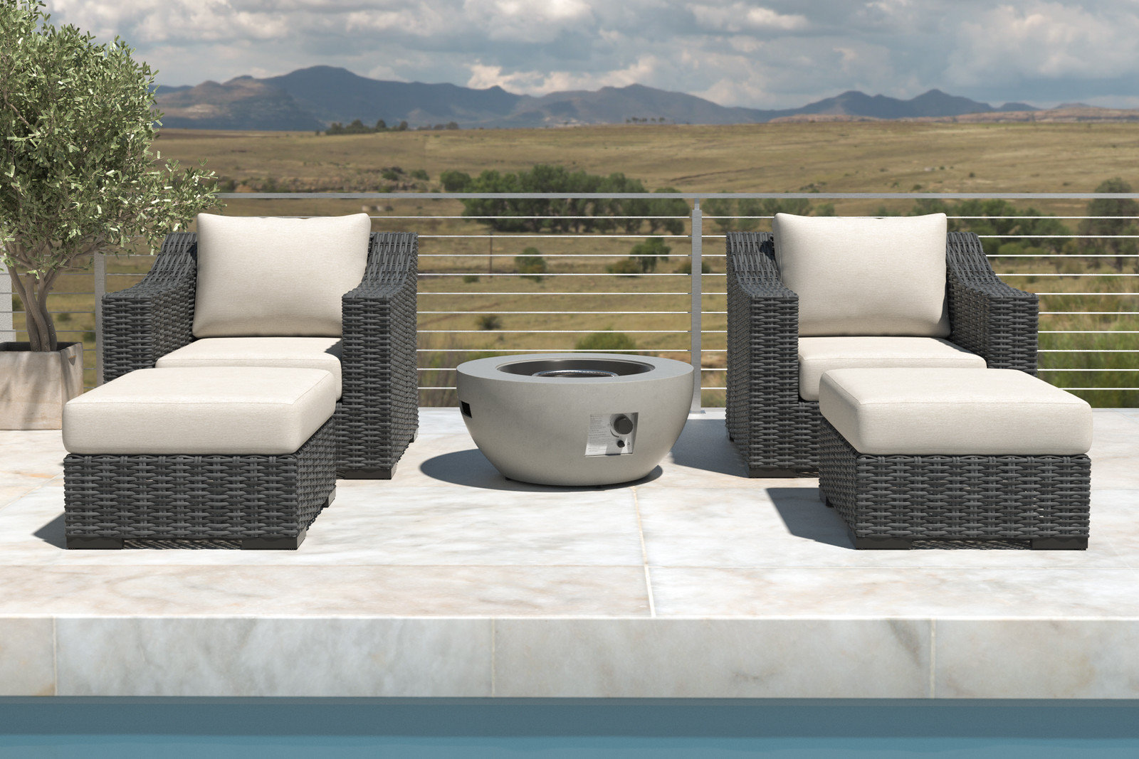 Eloisa Wicker 4 - Person Patio Conversation Set with Cushions, Gray