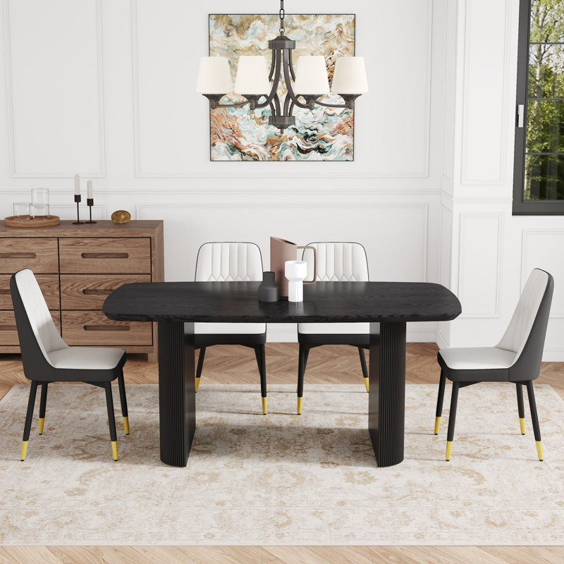 Ensemble de table de salle à manger, table à cadre en bois avec chaises d'appoint pour l'intérieur