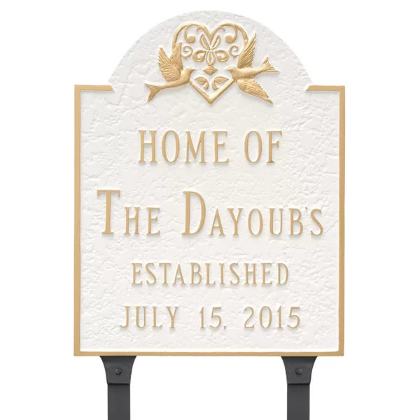 Dove and Heart Wedding Anniversary Garden Sign, Yes