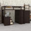 Lit mezzanine contemporain avec tiroirs, bureau et garde-robe-128971186