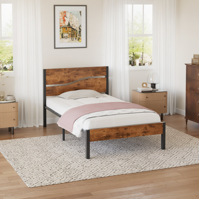 Twin Bed Frame, Single (3'), Retro Brown
