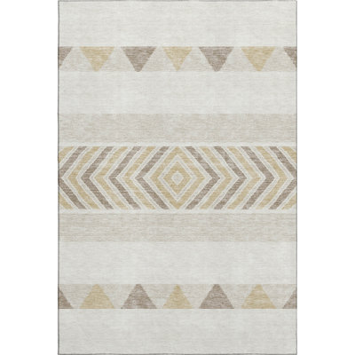 Premium Machine Washable Prisco Ivory Rug