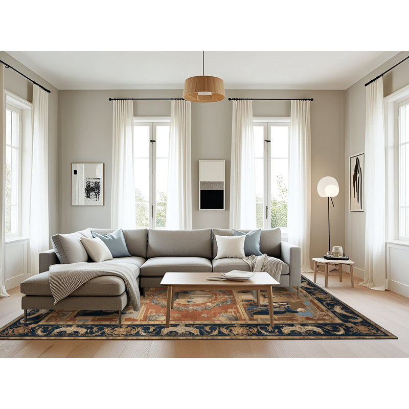 Tapis brun français lavable à la machine, Rectangle 6 pi x 9 pi
