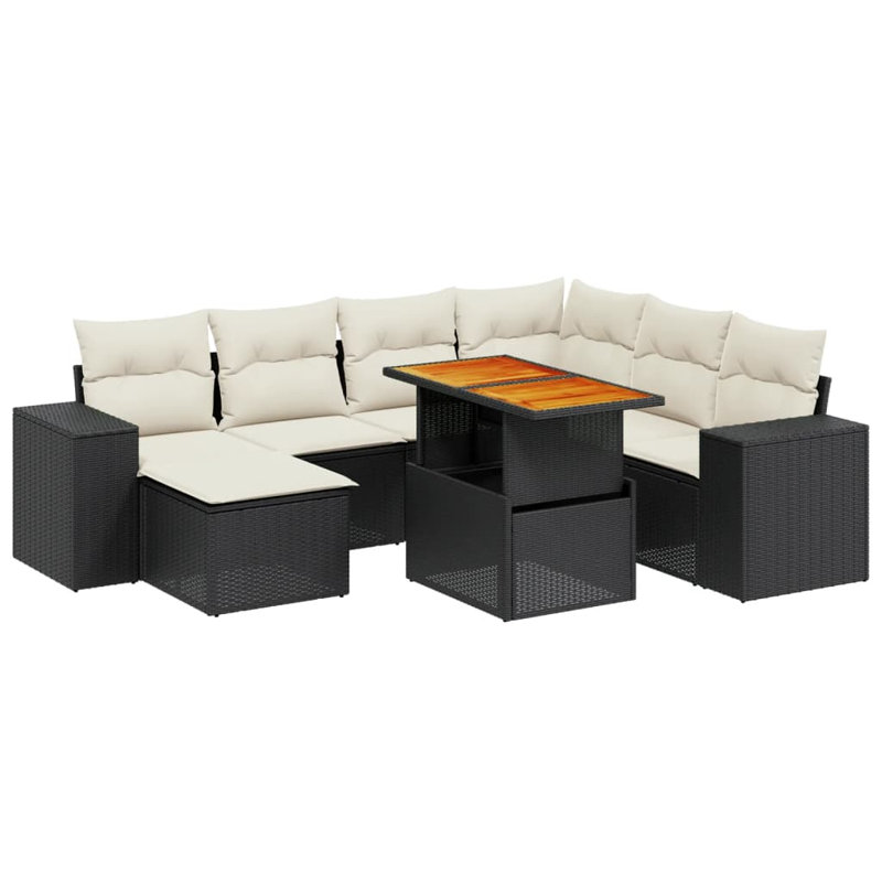 Ensemble de canapé de jardin Vidaxl noir avec coussins blanc crème