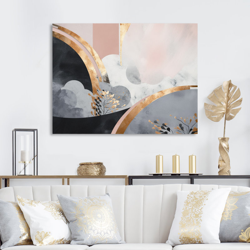 «Rose Gold Unveiling Reverie IV», art mural abstrait sur toile, H 30 po x l 40 po x P 1,5 po, Toile tendue