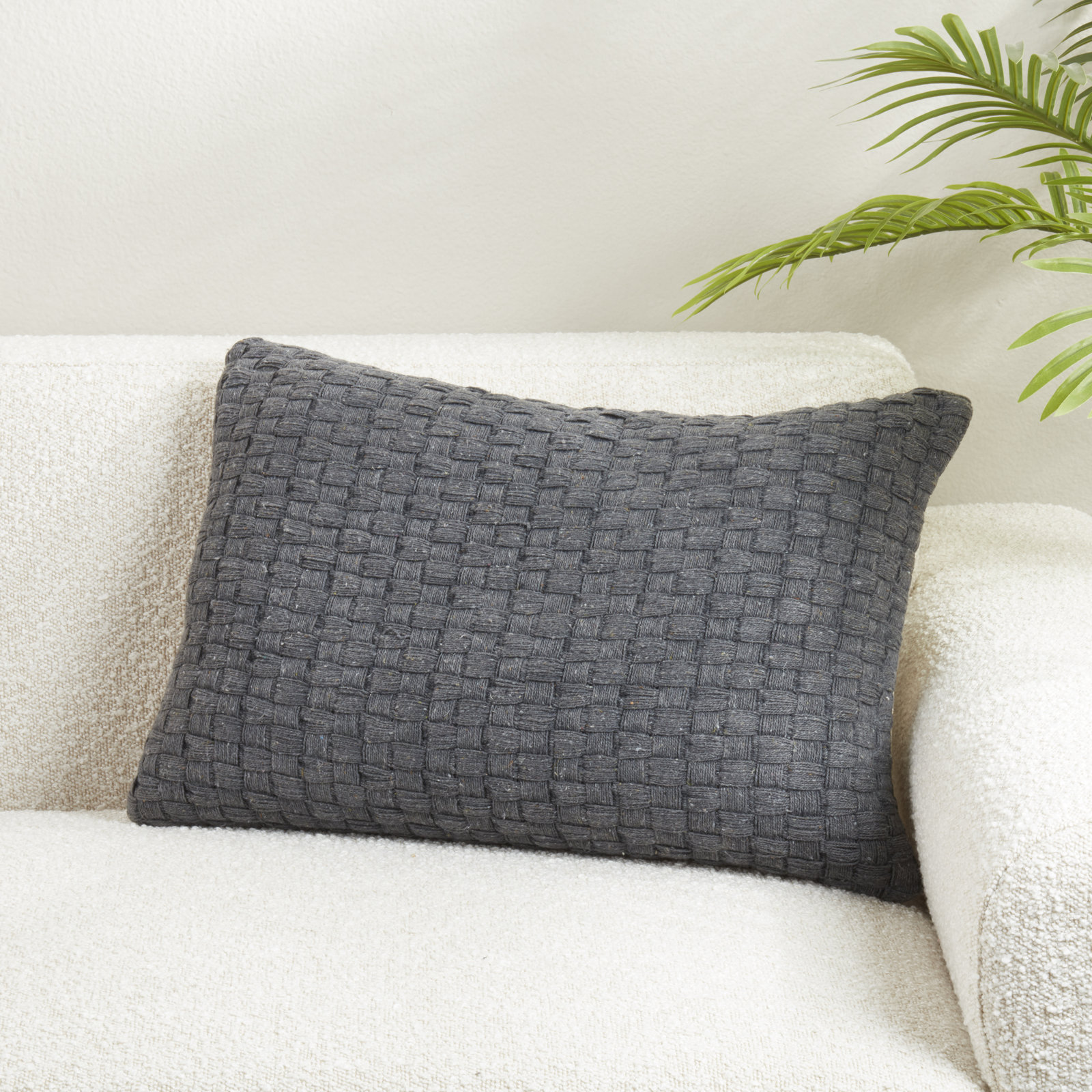 Textured Waffle Weave Pillow, Gray, No Insert