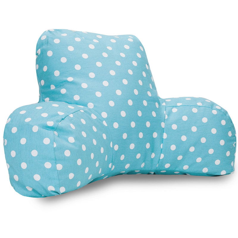 Polka Dot 100% Cotton Bed Rest Pillow, Aquamarine