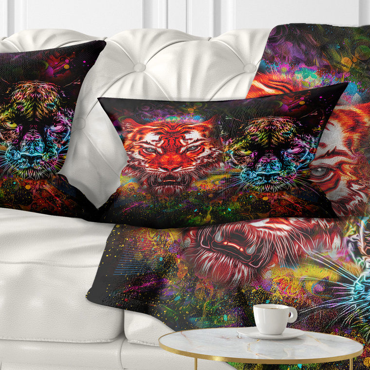 Coussin lombaire avec éclaboussures tiger et panther animal