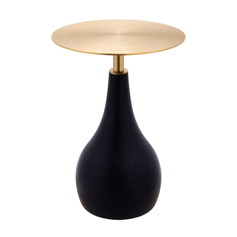 Table d'appoint Angelina, Plateau en laiton / base noire