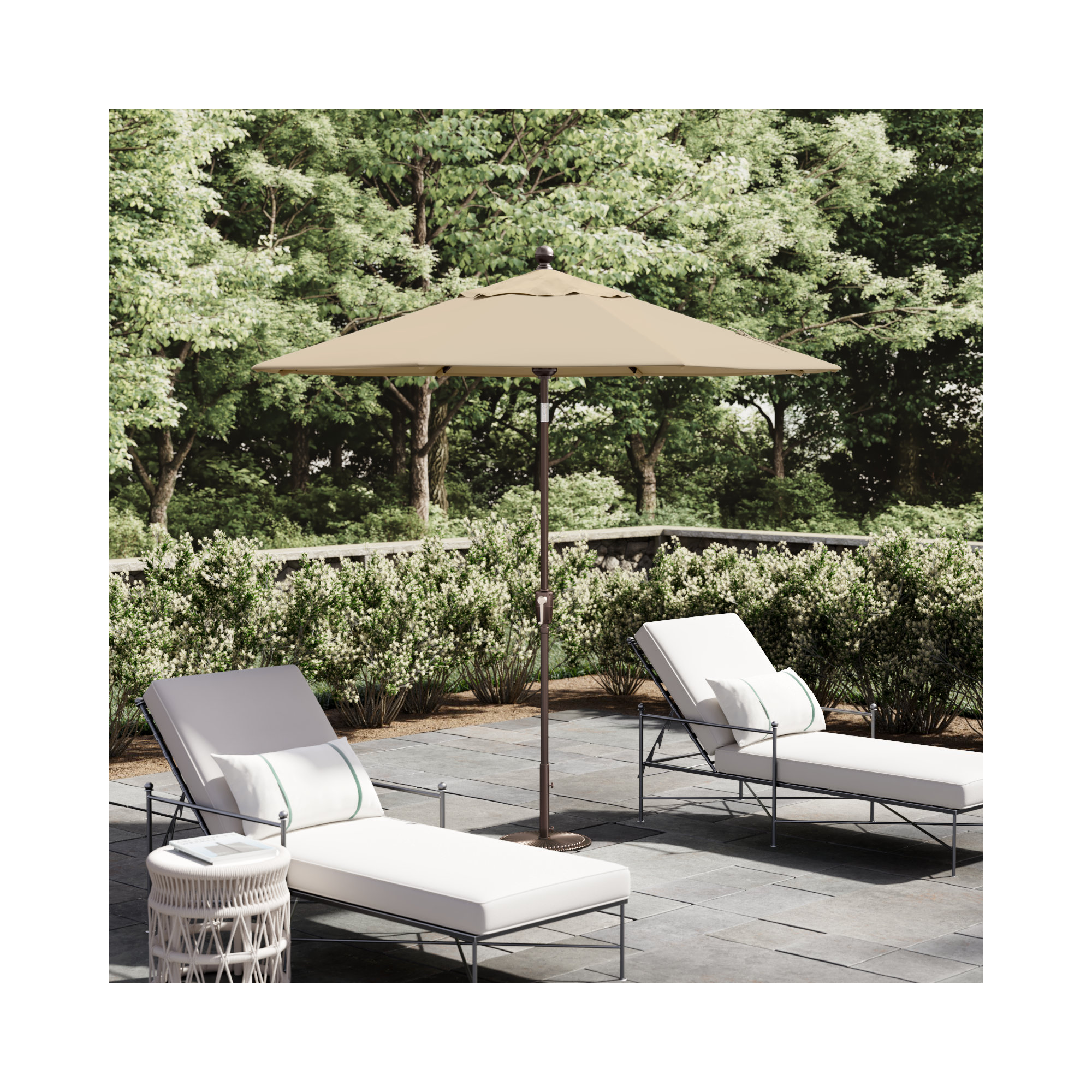 Launceston Market Umbrella, Antique Beige Solefin, Bronze, 96" H x 90" W x 90" D
