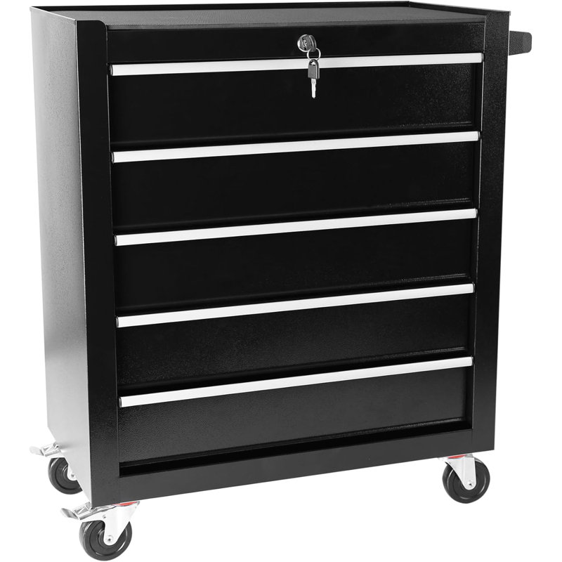 Coffre à outils, coffre à outils roulant à 5 tiroirs avec roues, chariot à outils multifonctionnel avec roues