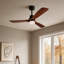 Ventilateur de plafond en bois naturel avec lumière DEL et télécommande incluse-31045844